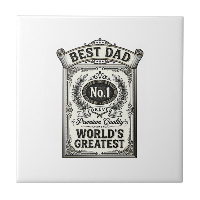 Best Dad Vintage Engraving Father’s Day Tile (Front)