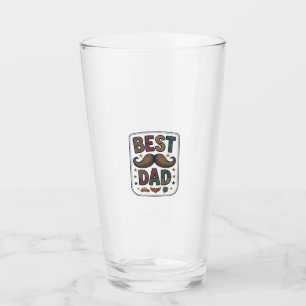 Best Dad Vintage Moustache Vector Father Design_1 Glass