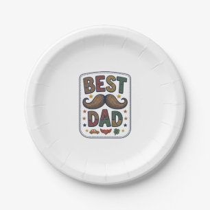 Best Dad Vintage Moustache Vector Father Design_1 Paper Plate