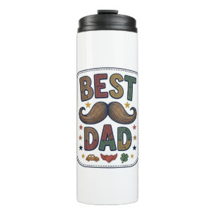 Best Dad Vintage Moustache Vector Father Design_1 Thermal Tumbler
