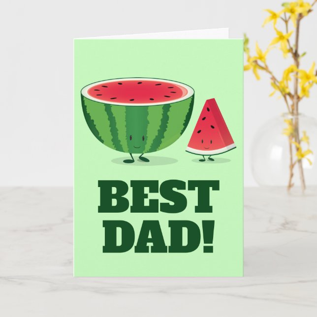 Best Dad Watermelon Fruit Food Father's Day Card (Yellow Flower)