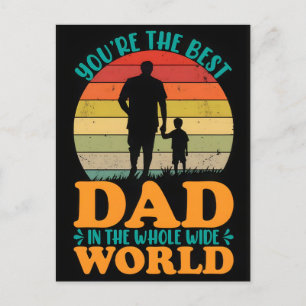 Best dad whole wide world tshirt design holiday postcard