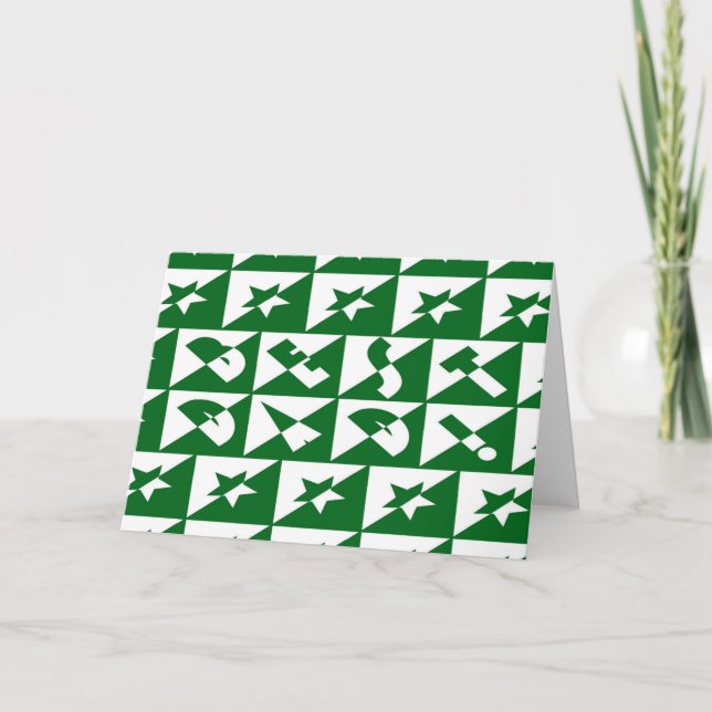 Best Dad Wild Text Pattern & Stars Green & White Card (Front)