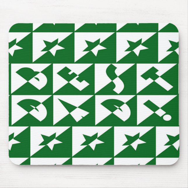 Best Dad Wild Text Pattern & Stars Green & White Mouse Pad (Front)