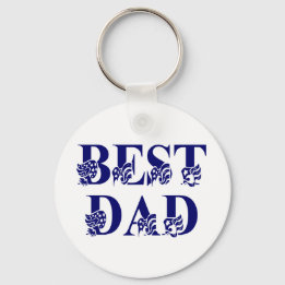 Best Dad with Flags Blue Text Key Ring