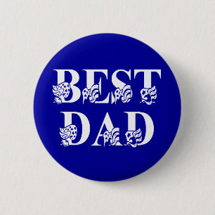 Best Dad with Flags White Text 6 Cm Round Badge