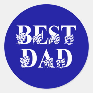 Best Dad with Flags White Text Classic Round Sticker