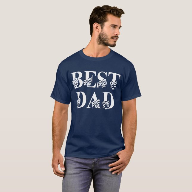 Best Dad with Flags White Text Fathers Day T-Shirt (Front Full)