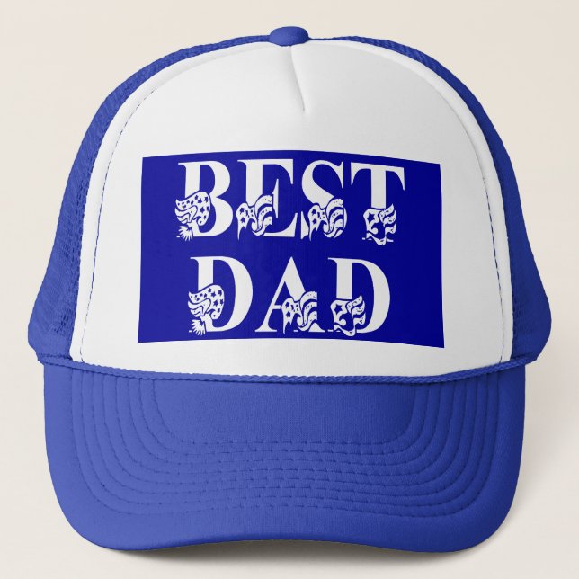 Best Dad with Flags White Text Trucker Hat (Front)
