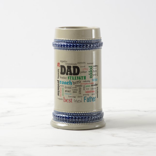 Best Dad Word Cloud Beer Stein (Center)