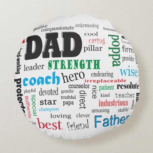 Best Dad Word Cloud Round Cushion (Back)