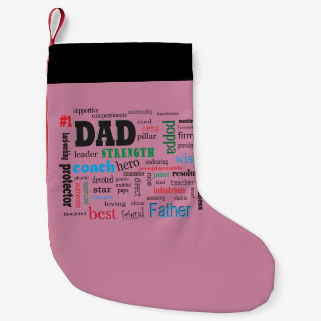 Best Dad Word Cloud Small Christmas Stocking (Front)