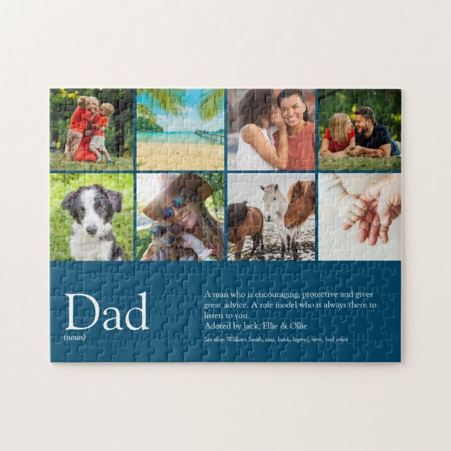 Best Daddy, Dad, Father Definition 6 Photo Blue Jigsaw Puzzle (Horizontal)