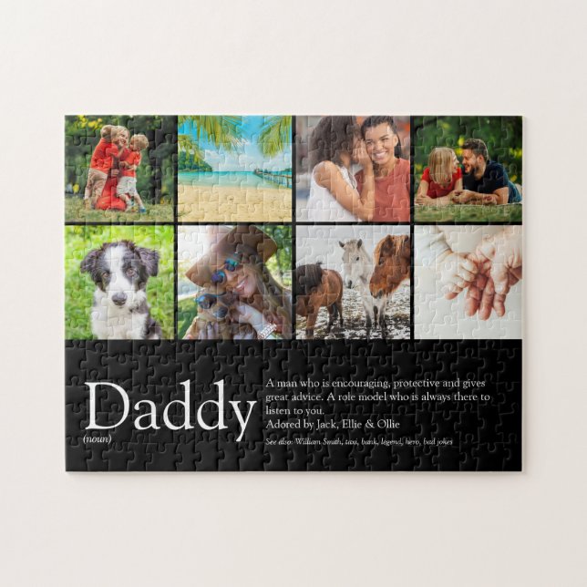 Best Daddy Dad Father Definition 6 Photo Fun Black Jigsaw Puzzle (Horizontal)