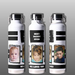 Best daddy ever 3 photos love you white black water bottle<br><div class="desc">Thor Copper Vacuum Insulated Bottle.
Gift idea.
Replace the three photos with your own.
Best daddy ever.
We love you.
Black and white.</div>