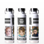 Best daddy ever 3 photos love you white grey water bottle<br><div class="desc">Thor Copper Vacuum Insulated Bottle.
Gift idea.
Replace the three photos with your own.
Best daddy ever.
We love you.
Grey and white.</div>
