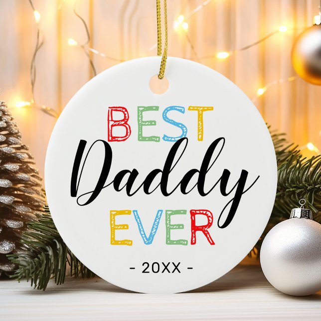 Best Daddy Ever Christmas Photo Ceramic Tree Decoration (Creator Uploaded)