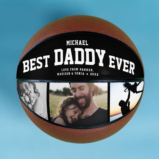 BEST DADDY EVER Cool Trendy Unique Photo Collage Basketball (Creator Uploaded)