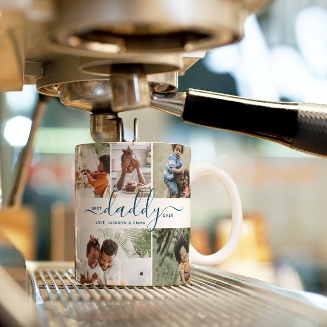Best Daddy Ever Custom Text Photo Collage Gift Coffee Mug (Creator Uploaded)