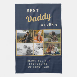 Best Daddy Ever Family Father's Day 6 Photo Tea Towel