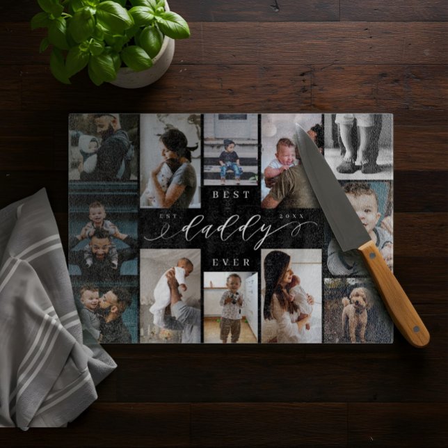 Best Daddy Ever | Father's Day 12 Photo Collage Cutting Board (Best Daddy Ever | Father's Day 12 Photo Collage Cutting Board)