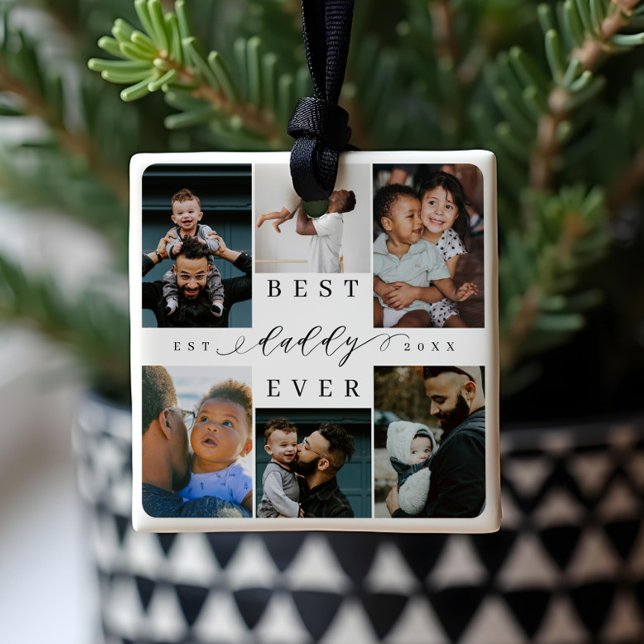 Best Daddy Ever | Father's Day 6 Photo Collage Ceramic Ornament (Best Daddy Ever | Father's Day 6 Photo Collage Ceramic Ornament)