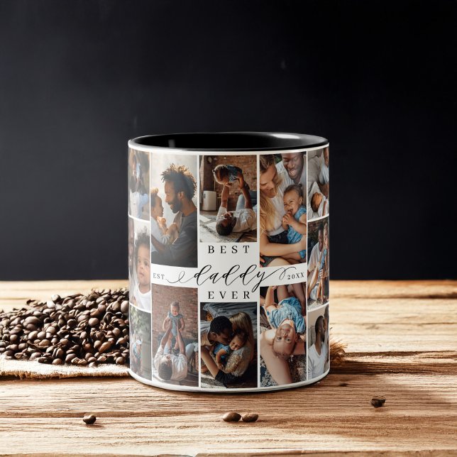 Best Daddy Ever | Father's Day Photo Collage Two-Tone Coffee Mug (Best Daddy Ever | Father's Day Photo Collage Two-Tone Coffee Mug)