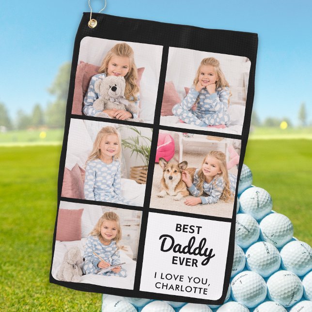 Best DADDY Ever - Golfer - Personalised 5 Photo Golf Towel (Creator Uploaded)