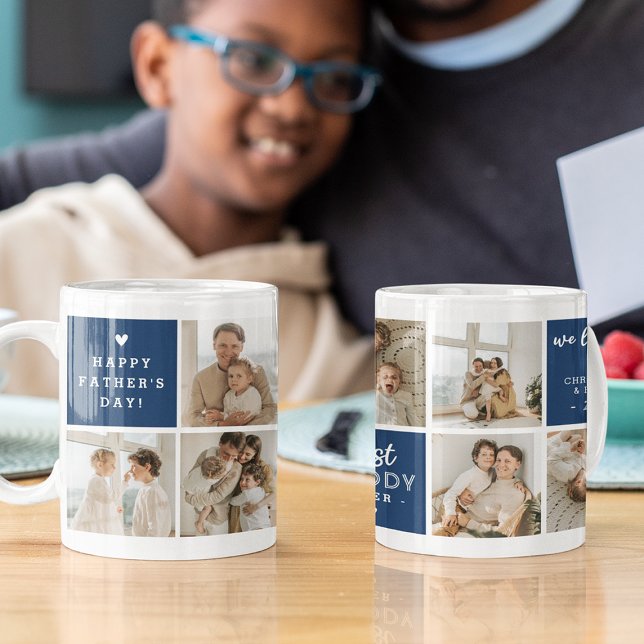 'Best Daddy Ever' Message Custom 7 Photo Collage Coffee Mug (Creator Uploaded)