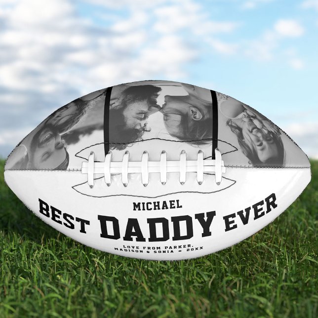 BEST DADDY EVER Modern Cool Black and White Football (Creator Uploaded)