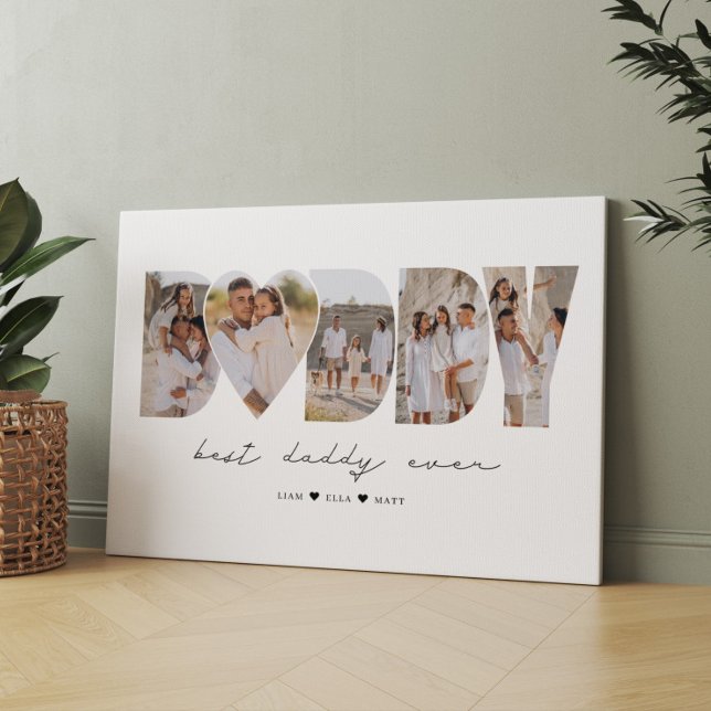 Best Daddy Ever Modern Photo Collage Father's Day Canvas Print (Creator Uploaded)