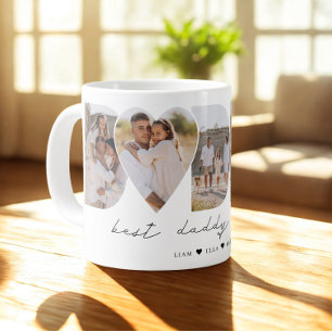 Best Daddy Ever Modern Photo Collage Father's Day Large Coffee Mug