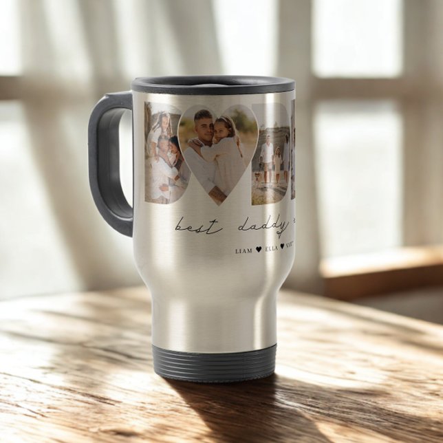 Best Daddy Ever Modern Photo Collage Father's Day Travel Mug (Creator Uploaded)