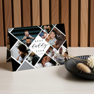 Best Daddy Ever Modern Photo Collage Personalized Card