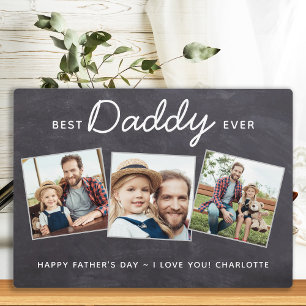 Best DADDY Ever Personalised 3 Photo Father's Day Plaque
