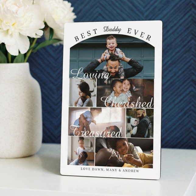 Best Daddy Ever Personalised Photo Memory Collage Plaque (Custom Best Dad Ever Family Photo Collage Keepsake Plaque)