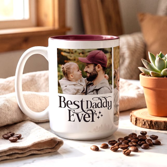 Best Daddy Ever Personalised Photo Two-Tone Coffee Mug (Creator Uploaded)