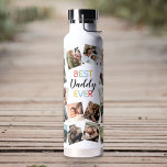 Best Daddy Ever Photo Collage Water Bottle<br><div class="desc">Modern fun dad water bottle featuring 26 square photos for you to replace with your own,  and the saying 'best daddy ever' in a colourful typographic design.</div>