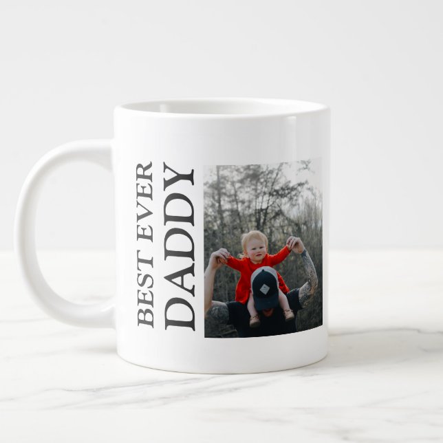 Best Daddy Ever Photo Mug, Custom Father birthday  Large Coffee Mug (Left)