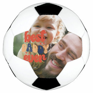 Best Daddy Ever Retro Personalised Photo Soccer Ball