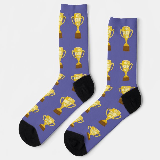 Best Daddy Ever Retro Trophy Cup Cool Father's day Socks (Left)