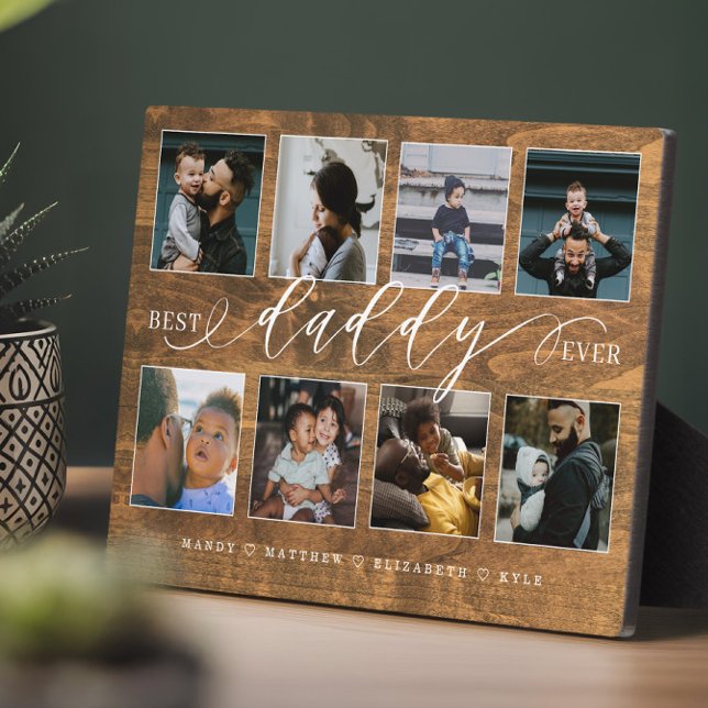 Best Daddy Ever Rustic Woodgrain Photo Collage Plaque (Best Daddy Ever Rustic Woodgrain Photo Collage Plaque)