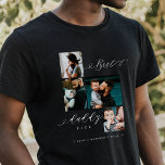 Best Daddy Ever Script Family Photo Keepsake Black Tri-Blend Shirt<br><div class="desc">Send a beautiful personalised father's day gift to your dad that he'll cherish. Special personalised father's day family photo collage to display your special family photos and memories. Our design features a simple 4 photo collage grid design with "Best Daddy Ever" designed in a beautiful handwritten black script style &...</div>