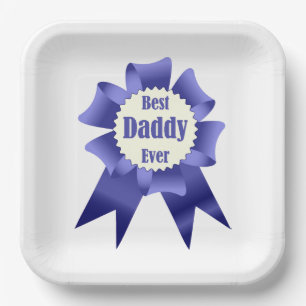 Best Daddy Ever winner award ribbon for Father Paper Plate