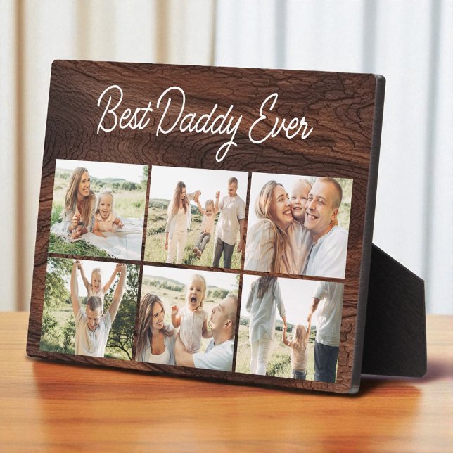 Best Daddy Ever Wood Custom 6 Photo Collage Plaque (Creator Uploaded)