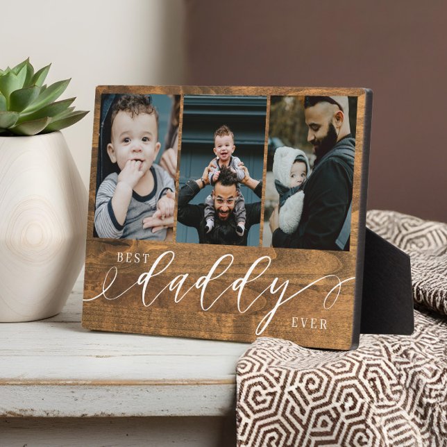 Best Daddy Ever Woodgrain Fathers Day Gift Photo Plaque (Best Daddy Ever Woodgrain Fathers Day Gift Photo Plaque)