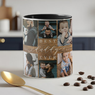Best Daddy Ever Woodgrain Photo Collage Keepsake Mug