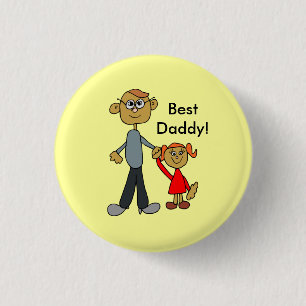 Best Daddy Father's Day Father Daughter Cartoon 3 Cm Round Badge