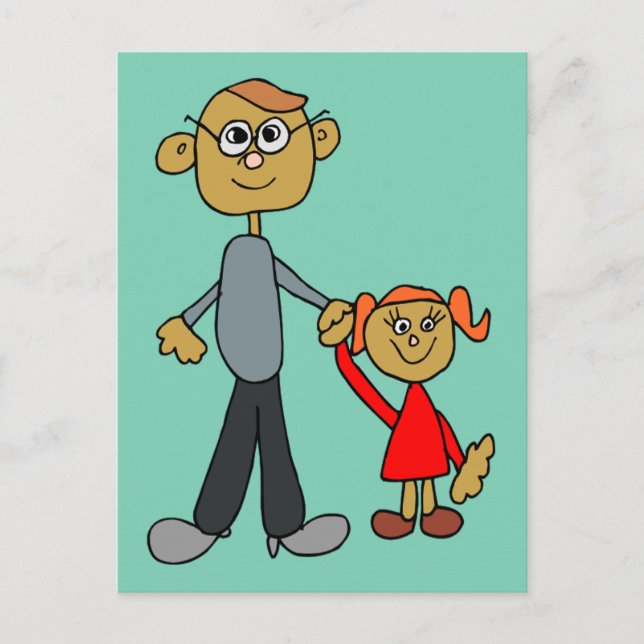 Best Daddy Father's Day Father Daughter Cartoon Postcard (Front)