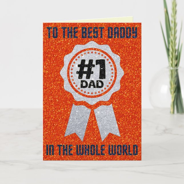 Best Daddy Father's Day Glitter Card (Front)